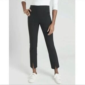 Athleta Wander Slim Straight Crop Front Slit Pants Black Sz 12 Casual Comfort